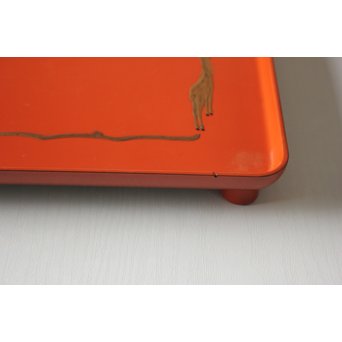 蝙蝠と鹿と霊芝 蒔絵膳 4客　Q065 