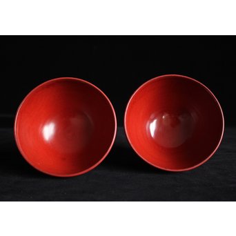 角偉三郎 輪島塗 朱塗椀 2個1組　Q066 