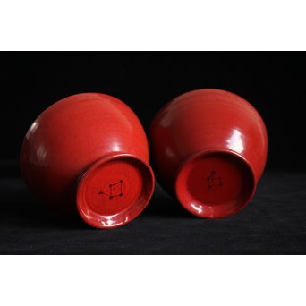 角偉三郎 輪島塗 朱塗椀 2個1組　Q066 