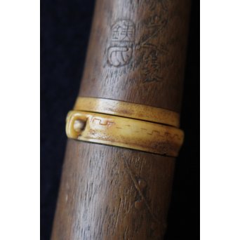 銕爪刻 細密浮彫竹香筒/煙草具　U091 