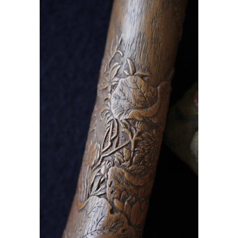銕爪刻 細密浮彫竹香筒/煙草具　U091 