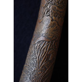 銕爪刻 細密浮彫竹香筒/煙草具　U091 