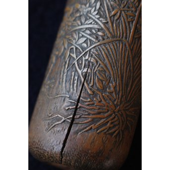 銕爪刻 細密浮彫竹香筒/煙草具　U091 