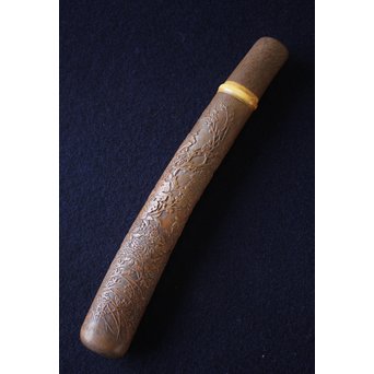 銕爪刻 細密浮彫竹香筒/煙草具　U091 