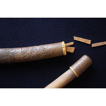 銕爪刻 細密浮彫竹香筒/煙草具　U091