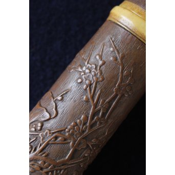 銕爪刻 細密浮彫竹香筒/煙草具　U091 