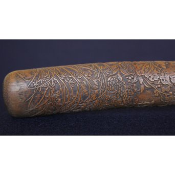 銕爪刻 細密浮彫竹香筒/煙草具　U091 