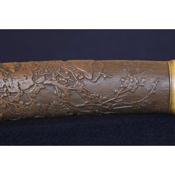 銕爪刻 細密浮彫竹香筒/煙草具　U091 