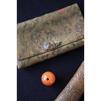 銕爪刻 細密浮彫竹香筒/煙草具　U091 