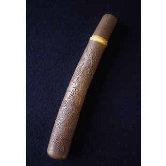 銕爪刻 細密浮彫竹香筒/煙草具　U091 