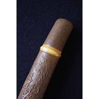 銕爪刻 細密浮彫竹香筒/煙草具　U091 