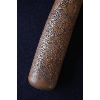 銕爪刻 細密浮彫竹香筒/煙草具　U091 