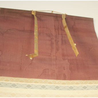 廣陵銘 美人画 肉筆絹本 掛軸　Z108 