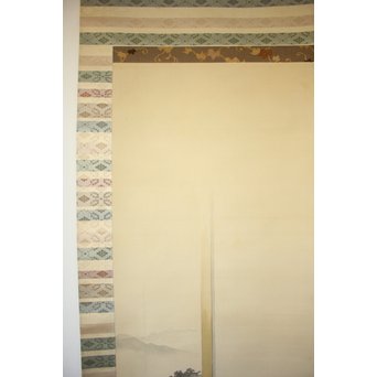 廣陵銘 美人画 肉筆絹本 掛軸　Z108 