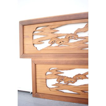 中型木彫欄間 2枚1組　R2473 