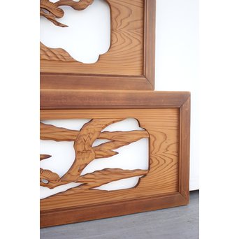 中型木彫欄間 2枚1組　R2473 