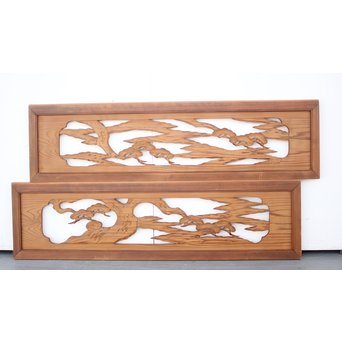 中型木彫欄間 2枚1組　R2473 