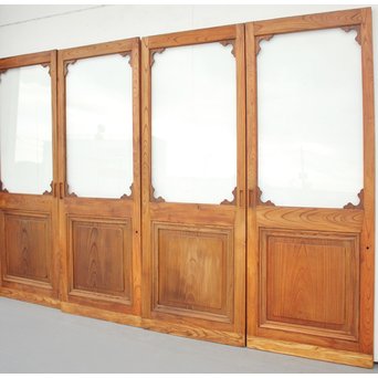総欅 装飾クリアガラス戸 4枚1組　GD1235Y 