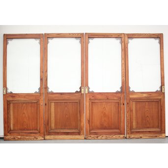総欅 装飾クリアガラス戸 4枚1組　GD1235Y 