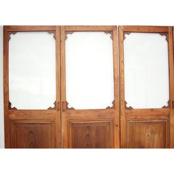 総欅 装飾クリアガラス戸 4枚1組　GD1235Y 