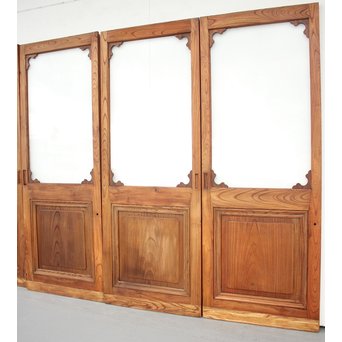 総欅 装飾クリアガラス戸 4枚1組　GD1235Y 