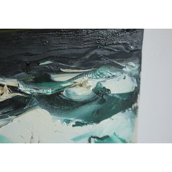 葛西四雄 油彩4号《北の海》額装　Z170 