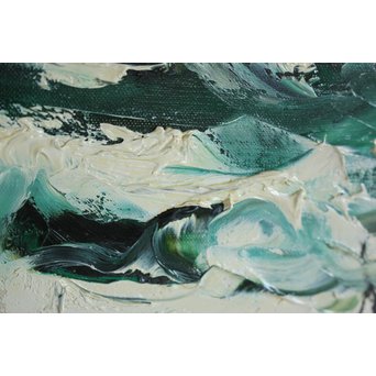 葛西四雄 油彩4号《北の海》額装　Z170 