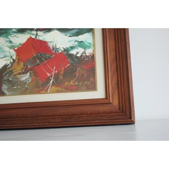 葛西四雄 油彩4号《北の海》額装　Z170 