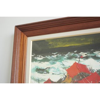 葛西四雄 油彩4号《北の海》額装　Z170 