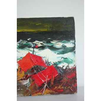 葛西四雄 油彩4号《北の海》額装　Z170 