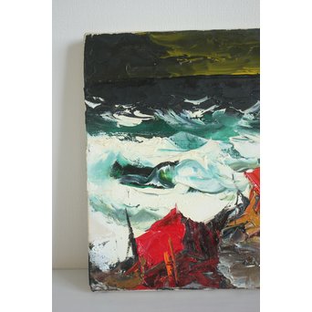 葛西四雄 油彩4号《北の海》額装　Z170 