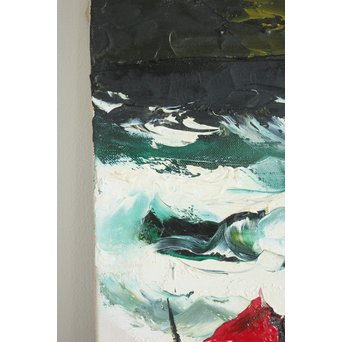 葛西四雄 油彩4号《北の海》額装　Z170 