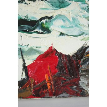 葛西四雄 油彩4号《北の海》額装　Z170 