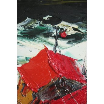 葛西四雄 油彩4号《北の海》額装　Z170 