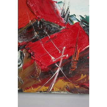 葛西四雄 油彩4号《北の海》額装　Z170 