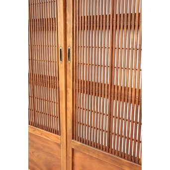 障子枠付 腰欅の細身格子戸 4枚1組　L997 