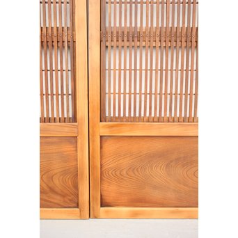 障子枠付 腰欅の細身格子戸 4枚1組　L997 
