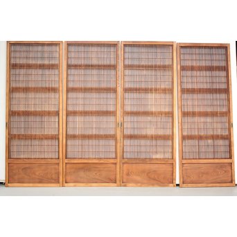 障子枠付 腰欅の細身格子戸 4枚1組　L997