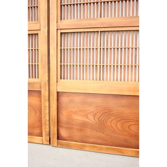 障子枠付 腰欅の細身格子戸 4枚1組　L997 