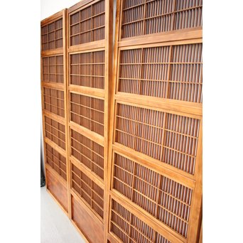 障子枠付 腰欅の細身格子戸 4枚1組　L997 