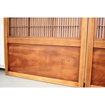 障子枠付 腰欅の細身格子戸 4枚1組　L997 