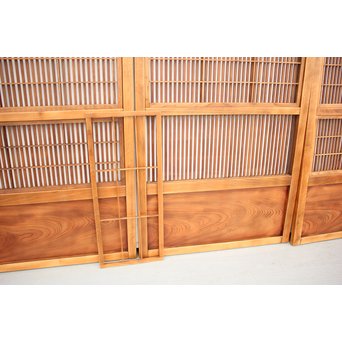 障子枠付 腰欅の細身格子戸 4枚1組　L997 