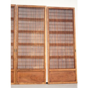 障子枠付 腰欅の細身格子戸 4枚1組　L997 