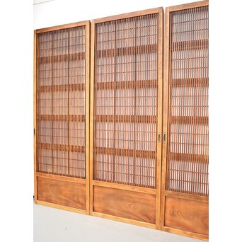 障子枠付 腰欅の細身格子戸 4枚1組　L997 