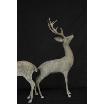 銅製 女鹿 牡鹿置物　M145 
