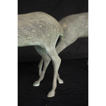 銅製 女鹿 牡鹿置物　M145 