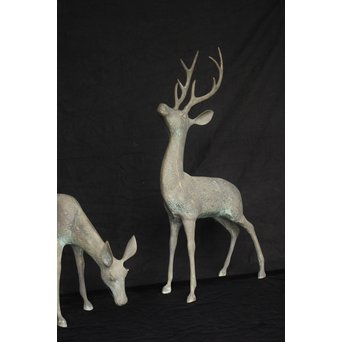 銅製 女鹿 牡鹿置物　M145 