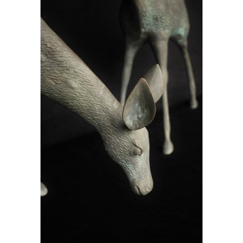 銅製 女鹿 牡鹿置物　M145 