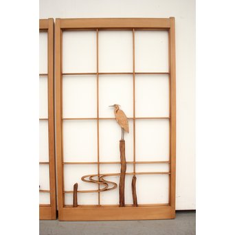 水辺の鷺 書院 2枚1組　R2477 