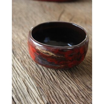 山元精巧堂 清峯作 乾漆輪島塗茶碗　Q072